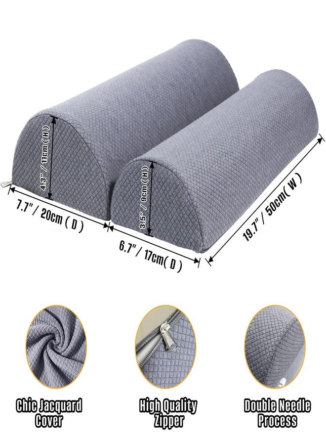 M Mute Touch 2PCS Knee Pillow for Sleeping, Half Moon Bolster Pillow for Neck, Legs, Ankle Foot & Knee Support, High Density Foam for Leg Elevation (19.6''x6.7''x3.5'', 19.6''x7.8''x4.3'') - Image 2